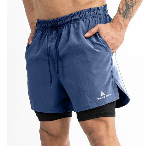 Short Con Calza Y Bolsillos Deportivo Hombre Azul- Shlybcc