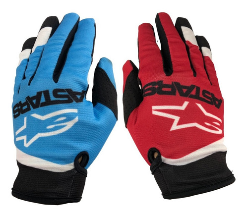 Luva Alpinestars Radar 22 Vermelho Azul Motocross Trilha Tamanho P - S