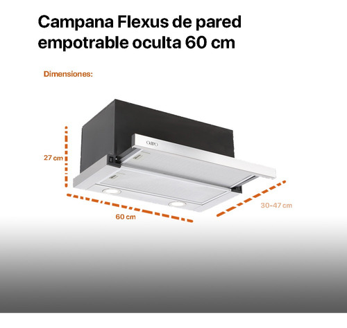 Campana Flexus 60 Cms, Oculta Deslizable Para Empotrar