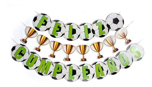 Banderin Feliz Cumpleaños Futbol Copa Cotillon Juanalalo
