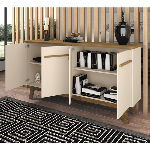 Imagem 3 de 5 de Aparador Buffet Opala- Cinamomo/off White