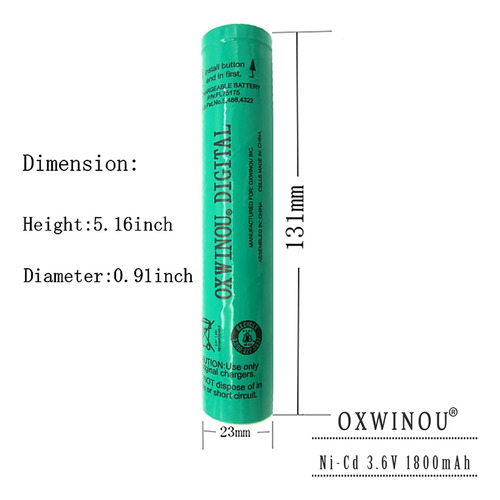Batería Digital 3.6v 1800mah Ni-cd Para Linterna Streaml Igh