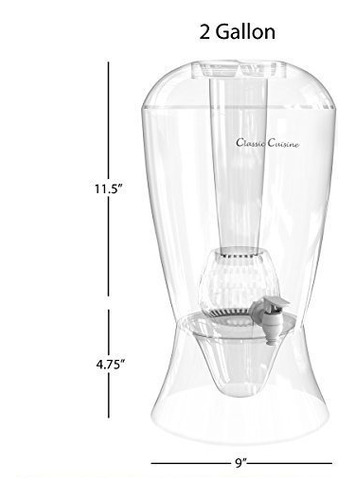 Dispensador de bebidas sem BPA de 2 galões, teste de fragmentos