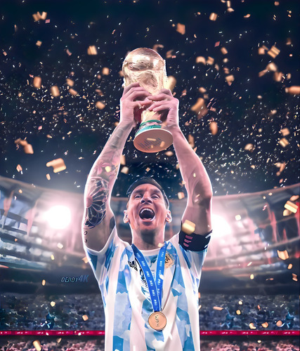 Poster Messi Campeon Del Mundo 40x60 #12 Vinilo Autoadhesi