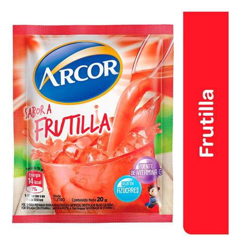 Jugo En Polvo Arcor Sabor Frutilla Caja 18 Un X 20 Gr