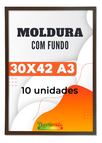 Kit 10 Moldura Quadro Tamanho A3 30x42 Com Fundo Poster Foto Cor Tabaco