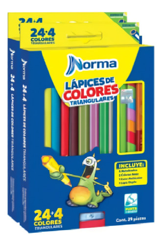 Pack Norma 2 Cajas Lápices De Colores Triangulares Norma 