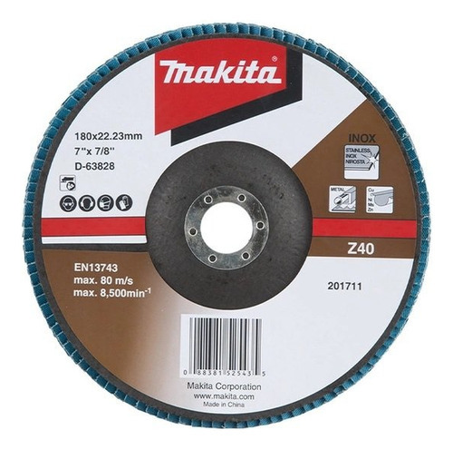 Disco Flap Abrasivo Para Desbaste Grão 40 7.7/8 180mm Makita