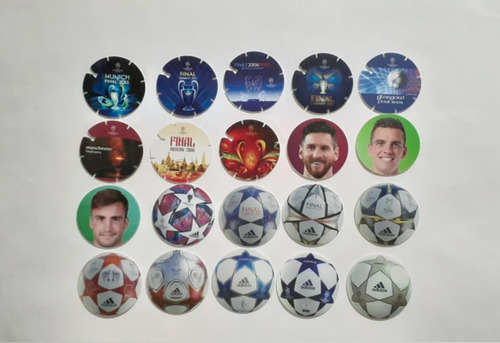 Lote De 20 Tazos Futbol Champions Lays Con Messi (Usado)