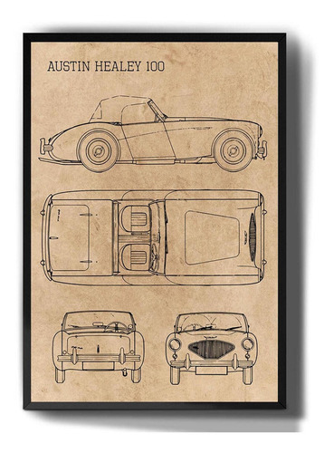 Quadro decorativo Tribos Quadro quadro decorativo austin healey 100 carro desenho de 41cm x 21cm - vibrant