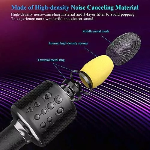 GOODaaa Micrófono de karaoke, micrófono inalámbrico recargable Bluetooth  con altavoz estéreo, reverberación, modo dúo, grabación, eliminación vocal