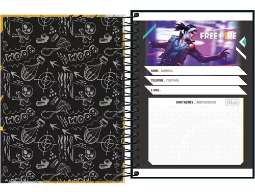 Caderno Espiral Pequeno Capa Dura Free Fire 80 Fls Tilibra