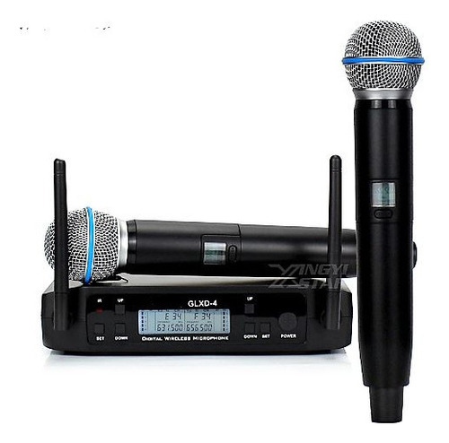 Microfone Duplo Sem Fio Shure Beta 87a Para Igrejas/shows Cor Preto