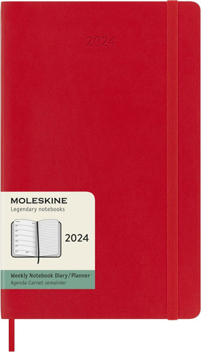 Agenda Moleskine Semanal 2024 (color Rojo / Tamaño Grande)