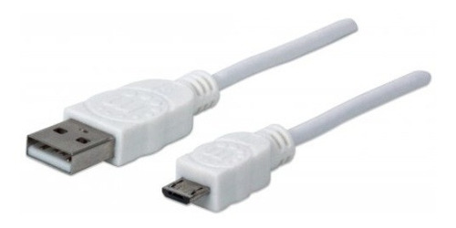 Cable Para Dispositivos Usb Micro B Manhattan 323987, 1m Bco Color Blanco