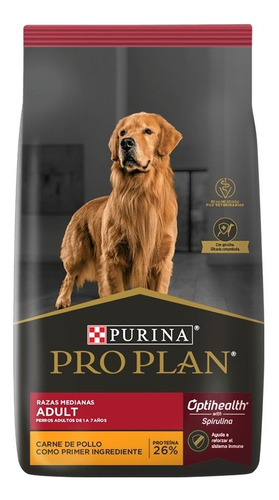 Alimento Pro Plan OptiHealth Pro Plan para perro adulto de raza mediana sabor pollo y arroz en bolsa de 3 kg