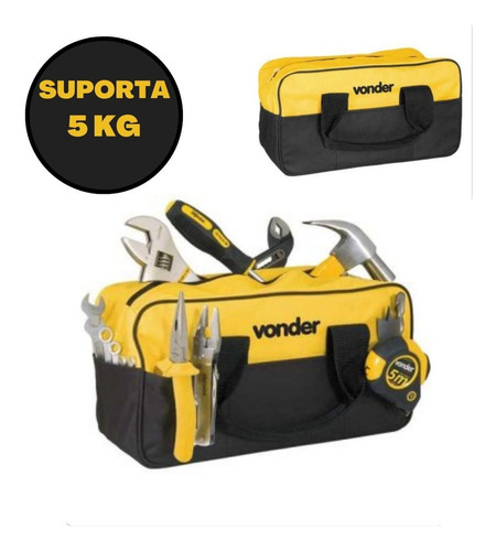 Bolsa De Lona Reforçada Para Ferramentas Vonder Bl005 Top Cor Amarelo E Preto