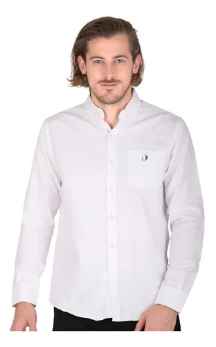 rotación Mono Calibre Camisa Casual Long Beach Polo Club Hombre Blanco Algodon/pol