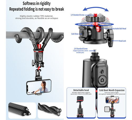 A 63.8 Cm Selfies Stick Con Trípode Bluetooth Control Remoto