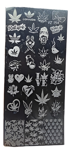 Placa Sello Estampado De Uñas Cannabis Y Labios Stamping