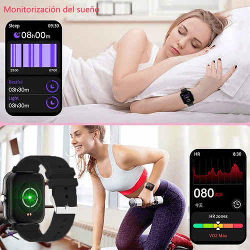 1.75'' Reloj Inteligente Mujeres Hombre Deportivo Llamada Bluetooth Color De La Correa Negro