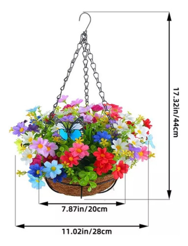 Flores Artificiales Colgantes En Cesta Para Patio O Césped