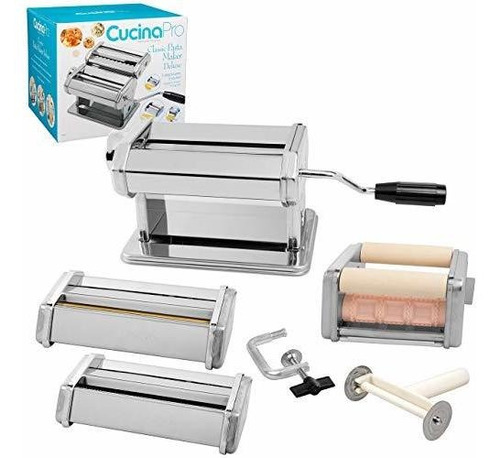 Pasta Maker Deluxe Set Maquina De Acero De 5 Piezas Con Rodi