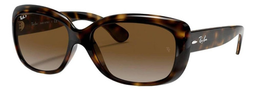 Gafas de sol polarizados Ray-Ban Jackie Ohh Standard con marco de nailon color gloss tortoise, lente brown de cristal degradada, varilla gloss tortoise de nailon - RB4101