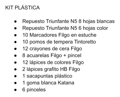 Kit Arte Plástica Escolar Dibujo Primaria