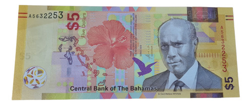 Billetes Mundiales :  Bahamas 5 Dolares 2020 Rev Vertical