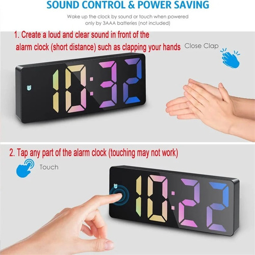 Reloj Despertador Led Digital De Escritorio Multicolor