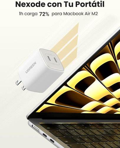 Cargador Ugreen Nexode 45w Dual Usb-c Gan Fast Charger