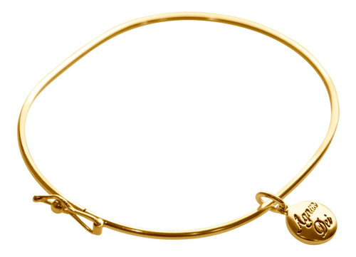 Bracelete Rígido Prata 925 Dourado 18k - Agnus Dei 