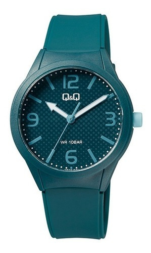 Reloj Q&q By Citizen Hombre Vr28j031y 100m Agente Liniers Color de la malla Verde Color del fondo Azul