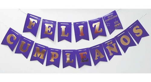 Banderín Feliz Cumpleaños Guirnalda Letras Doradas 