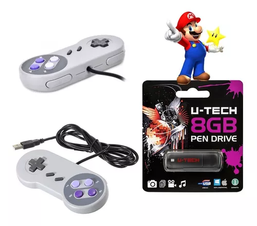 Transforme Tv Android Emulador Snes + Controle + Pen Drive