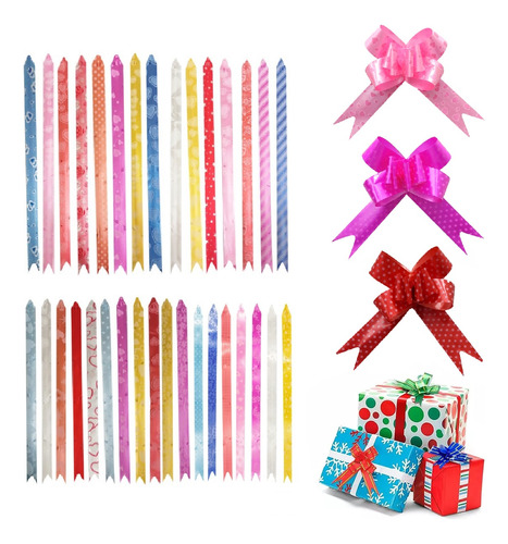 Laço Fácil Para Presente Estampado Kit Com 60pcs 12cm