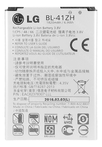 Bateria Bl-41zh 3,8v 1820mah / 6.8wh H342ft D227 Celular LG