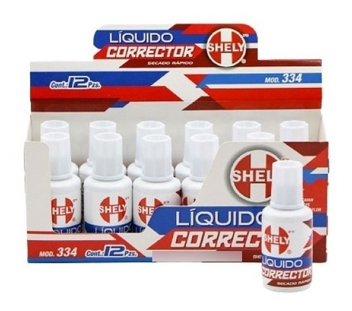 Caja 12 Piezas Corrector Liquido Brocha Shely Secado Rapido