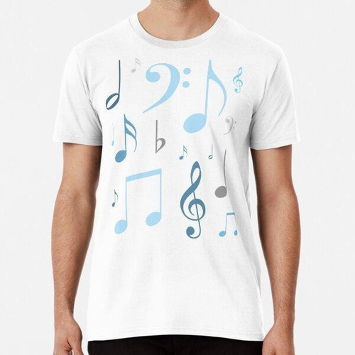 Remera Music Symbols - Light Blue And Grey Algodon Premium 