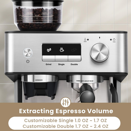 Cafetera Expreso Gevi Con Molinillo Y Vapor 2.3 L