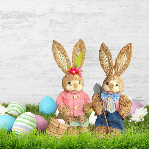 2 Uds De Pascua De Paja Hecho A Mano 35cm Adornos Estilo G