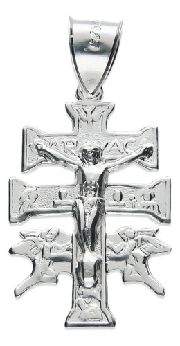 Dije Cruz De Caravaca Slim En Plata .925 Taxco Gro Color Blanco