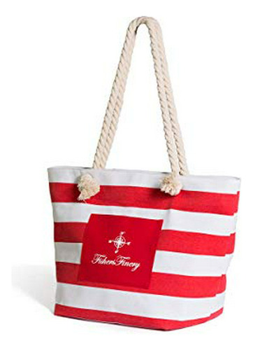 Fishers Finery Heavy Canvas Striped Beach Bag With Rope Hand