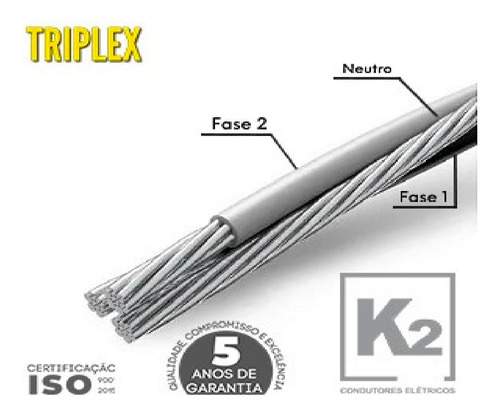 Multiplex Cabo Triplex De Aluminio 16mm 30 Metros Cz/pt+1nu