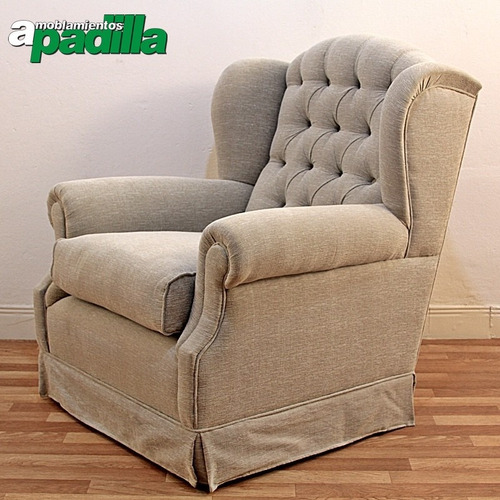 Sillón Butaca De Living Berger Capitoneada Estruc Eucaliptus
