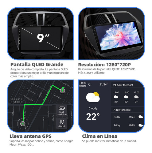Estéreo 4+64g Carplay For Suzuki S-cross 2012-2022 4k Wifi6