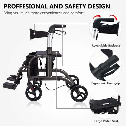 Health Line - Silla De Transporte Con Ruedas 2 En 1 Con...