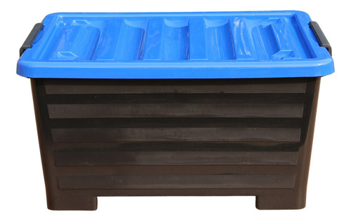 Caja Contenedor Almacenamiento Plástico 48 Litros Con Ruedas Color Azul