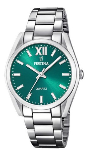 Reloj Festina F20622.c Para Mujer Boyfriend Acero Inoxidable Color de la malla Plateado Color del bisel Plateado Color del fondo Verde